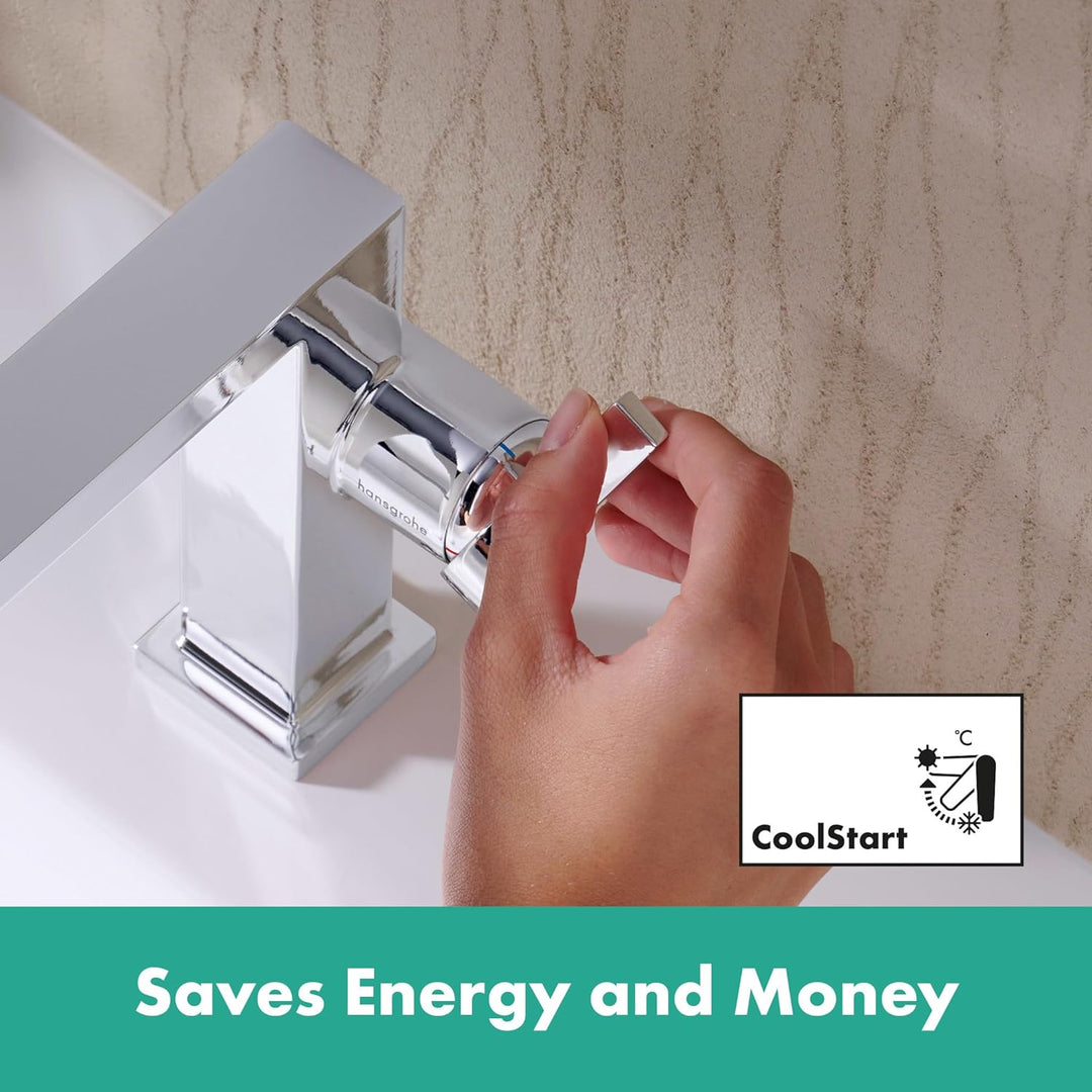 hansgrohe Tecturis E - Waschtischarmatur mit Push-Open Ablauf, energiesparend (CoolStart), Wasserhah