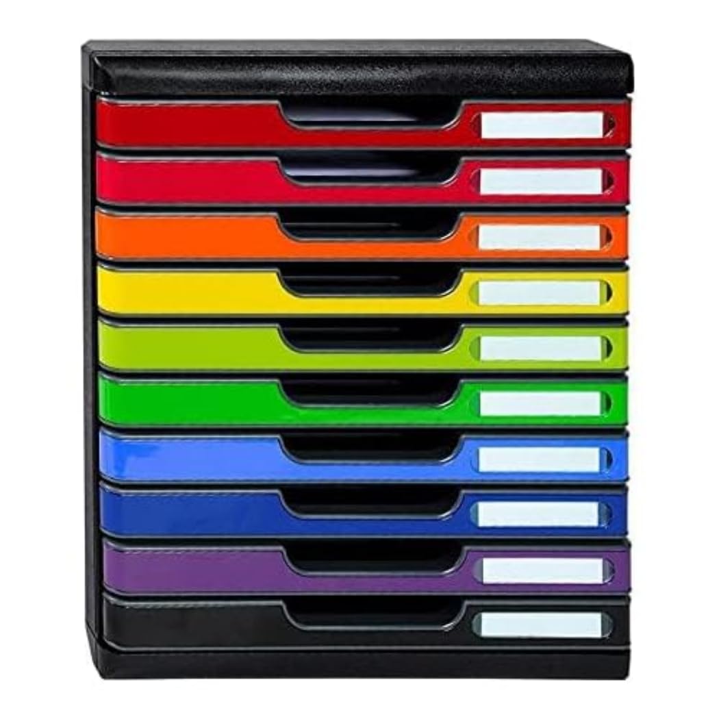 Exacompta 302798D Ablagebox Modulo (mit 10 Laden 26mm hoch, DIN A4+) 1 Stück, schwarz/harlekin gloss