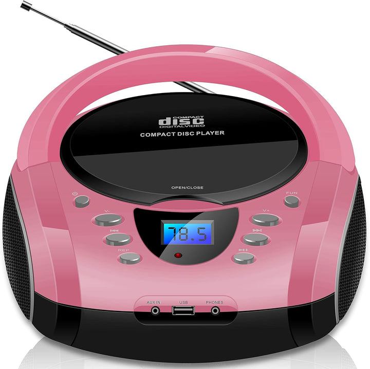 Tragbare Boombox | CD/CD-R | USB | FM Radio | AUX-In | Kopfhöreranschluss | CD-Player | Kinder Radio