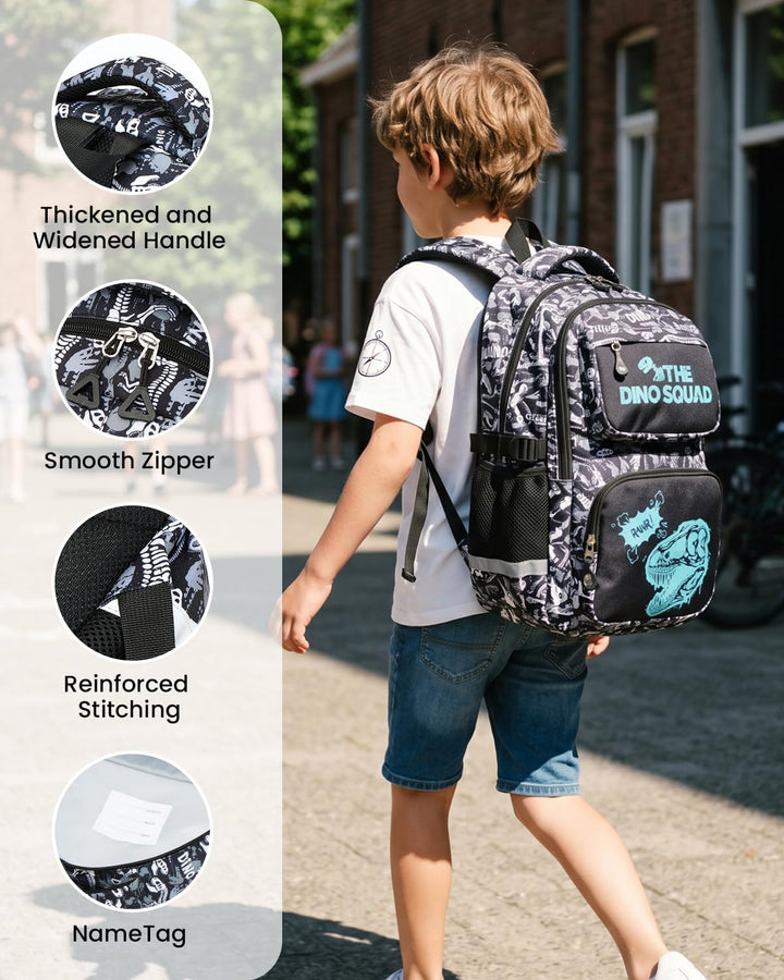 Amythe Schulrucksack Jungen Teenager, Schultasche Kinder mit Reflektoren für 1. bis 4. Klasse, Leuch