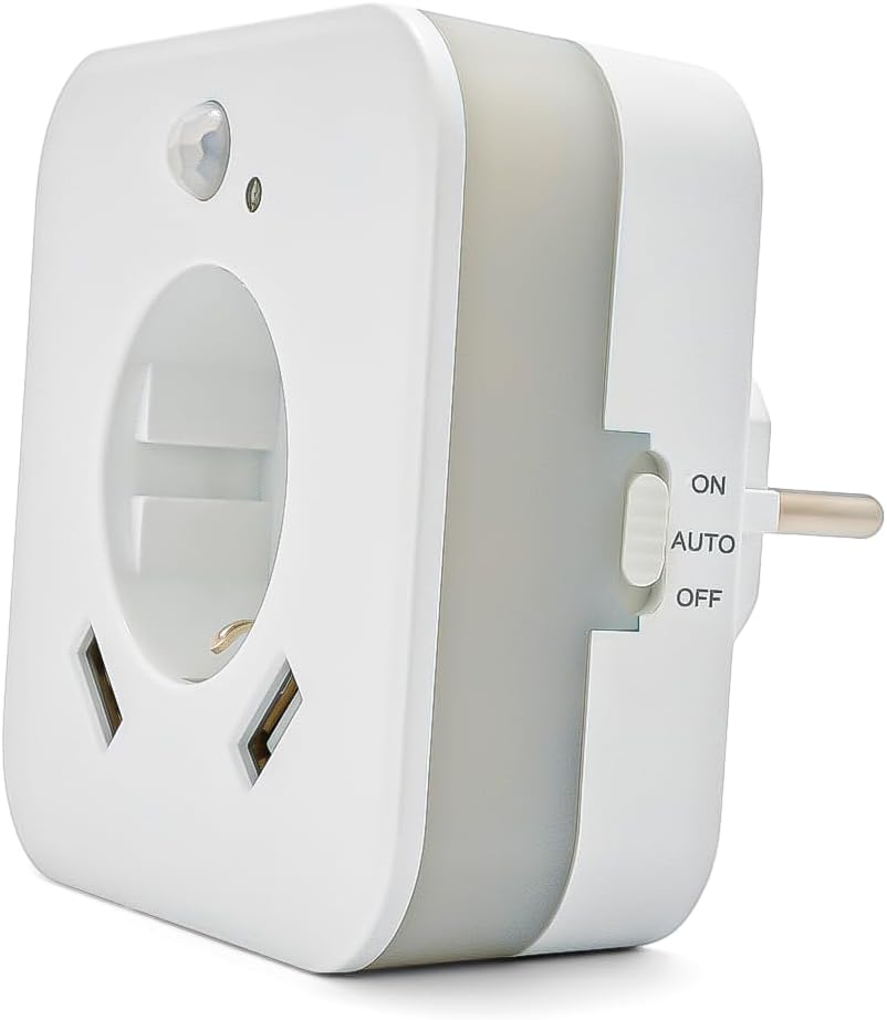 smrter LED-Nachtlicht mit Bewegungsmelder und Steckdose, 2x USB 2.4A, weiss, automatischer Lichtsens