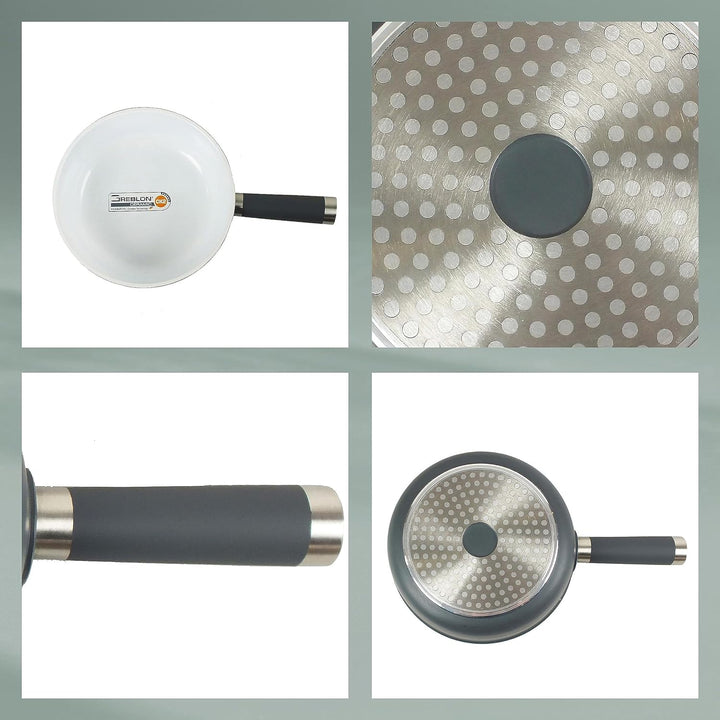 Kela 16571 Käsefondue-Pfanne, Aluguss, Keramisch beschichtet, Induktionsgeeignet, 1 L, Meyrin, grau