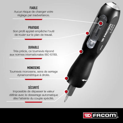 FACOM Drehmomentschrauber mit MIKROMETER 0,5-2,5 Nm, 1 Stück, A.402