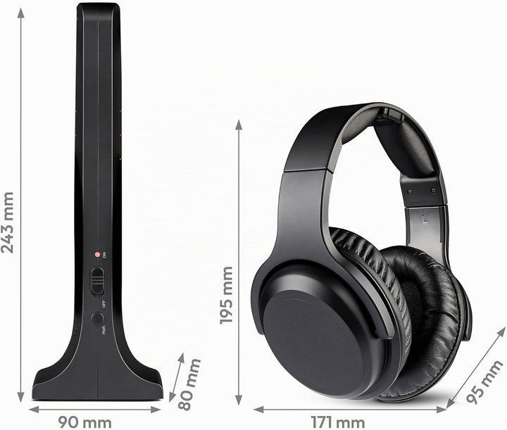 MEDION Funkkopfhörer HS-1 (kabellos, für TV, bis zu 15m Reichweite, mit Ladestation, Over Ear, USB C