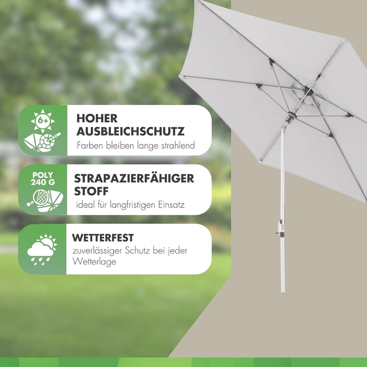 Doppler Sonnenschirm AluPro Neo Kurbel 305cm I 6-eckiger Sonnenschirm für Balkon & Terrasse I Schirm