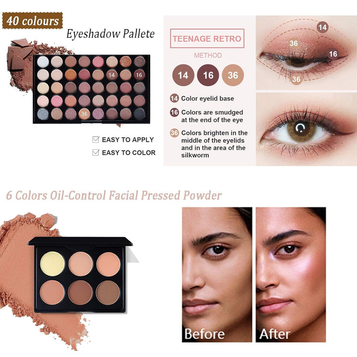 RoseFlower Schminke Set Profi Make Up Set Teenager Mädchen Schminkkoffer Kosmetische Makeup Paletten