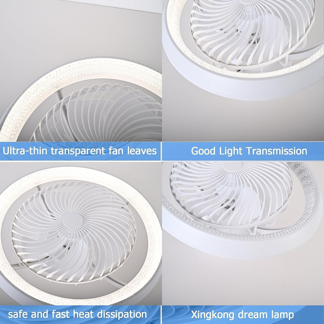 Deckenventilator mit Beleuchtung LED Licht, Dimmbar Invisible Fan Ventilatorlicht, 360° Drehbar, Tim