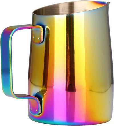 Dianoo Espresso-Milchaufschäumer, Milchkännchen, Edelstahl, für Kaffee-Latte-Kunst, 420 ml mehrfarbi
