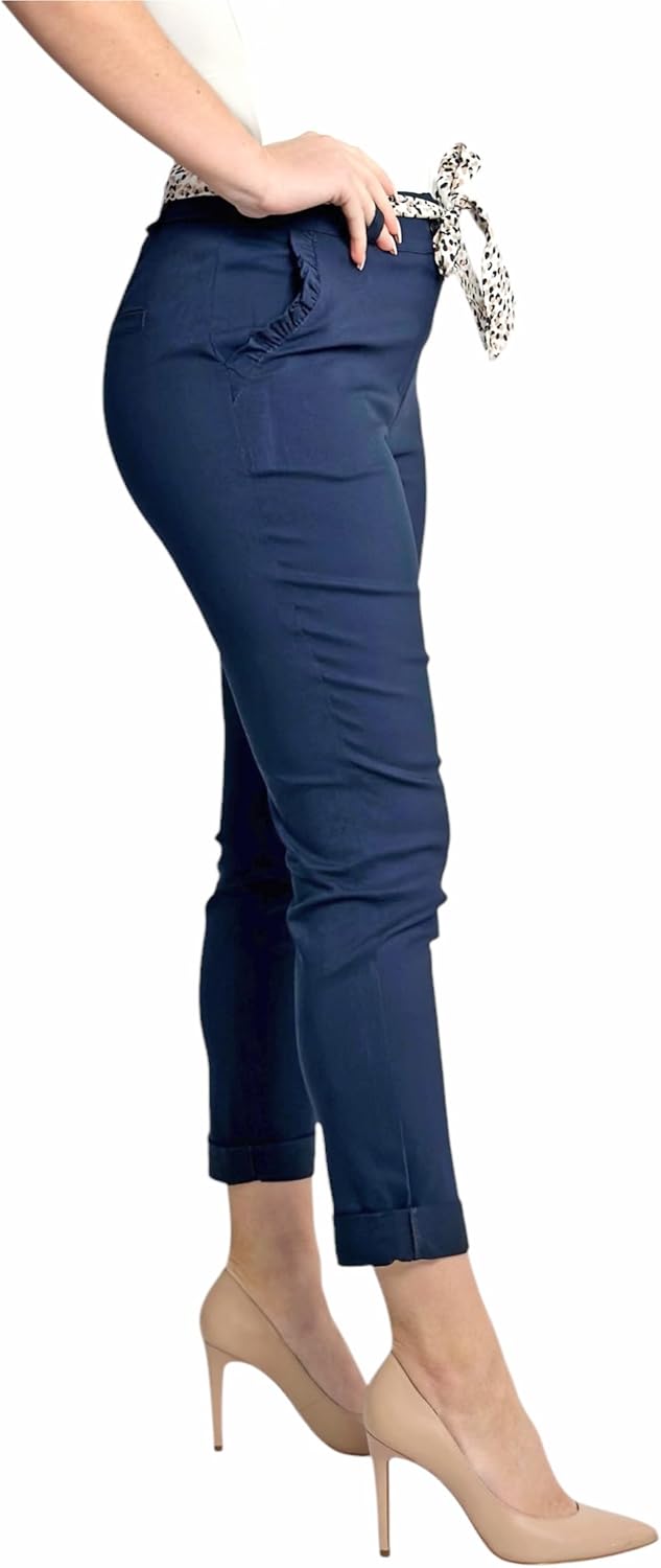 Mississhop Female Damen Stretch Klassische Chino Hose S Blau, M