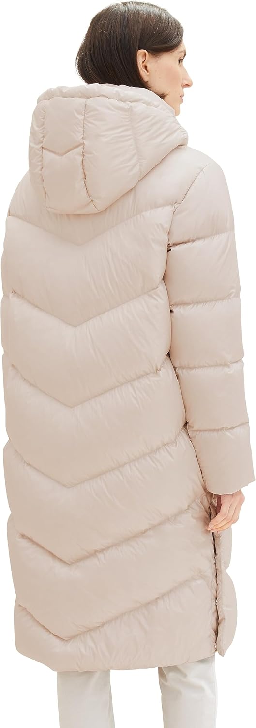 TOM TAILOR Damen Recycled Down Puffer Mantel mit abnehmbarer Kapuze M 16339 - Clouds Grey, M 16339 -
