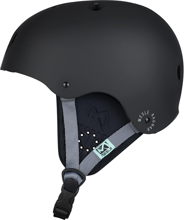 Mesle Wassersport Helm Ragnar, Wakeboard Helm Abnehmbarer Ohrenschutz, Kite Helm Schwarz XS, Schwarz