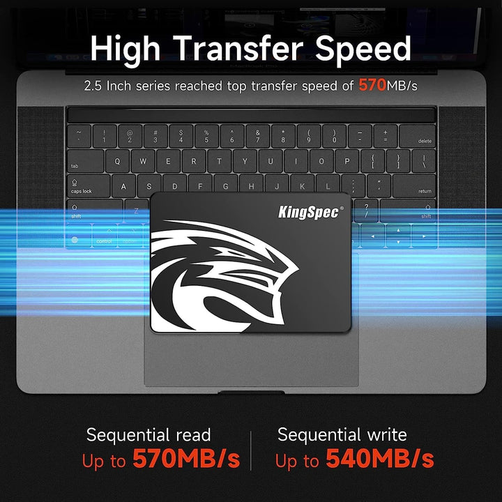 KingSpec 2TB 2.5" SATA SSD, SATA 3 SSD Festplatte Interni 3D NAND Flash, 2 5 Zoll ssd kompatibel mit