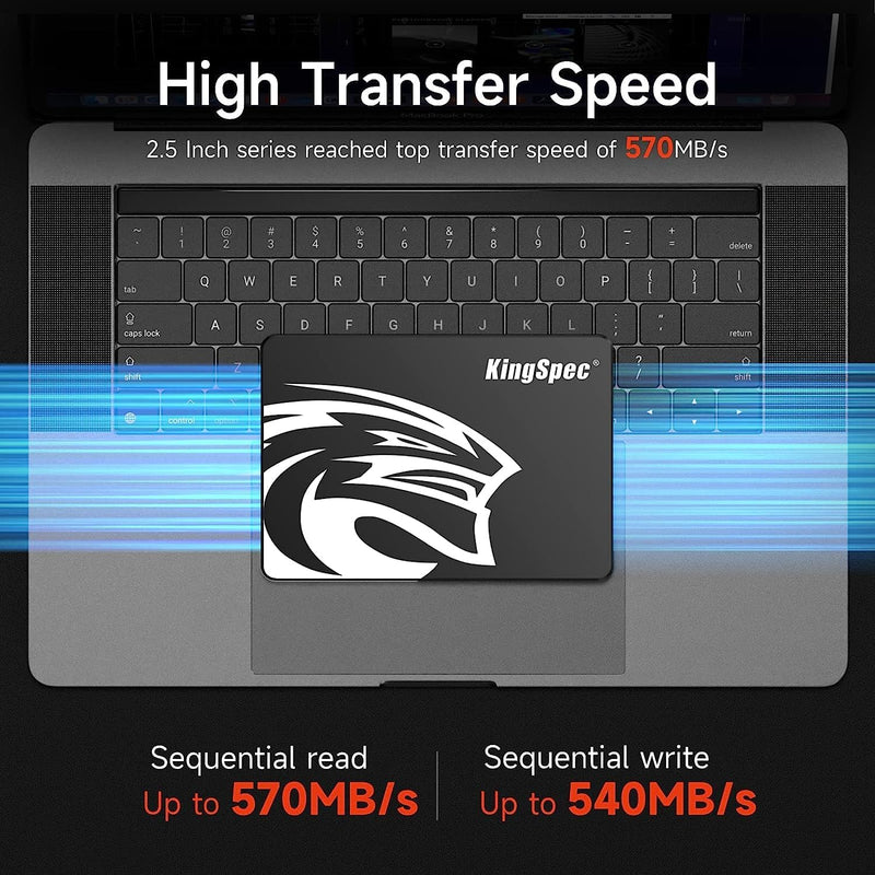 KingSpec 2TB 2.5" SATA SSD, SATA 3 SSD Festplatte Interni 3D NAND Flash, 2 5 Zoll ssd kompatibel mit