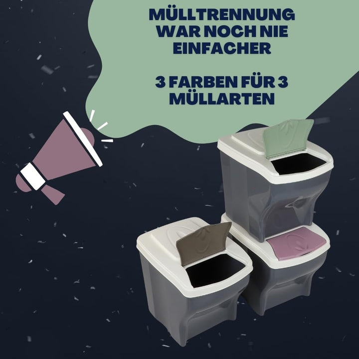 GarPet Mülleimer 3 Fächer Mülleimer Küche Unterschrank Mülltrennsystem 3fach Abfalleimer Küche Müllt