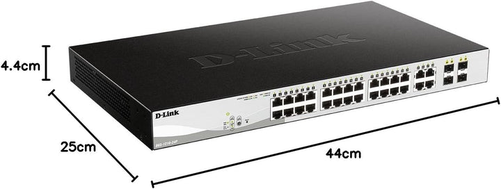 D-Link DGS-1210-24P Gigabit Smart Switch (24-Port, 4x SFP, 56Gbps Switching Capacity, 85 Watt) 28 Po