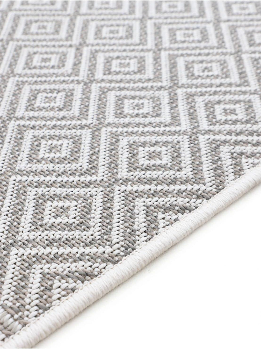 carpetfine In- und Outdoor Teppich Boho Läufer Beige Flachgewebeteppich 75x200 cm | Moderner Teppich