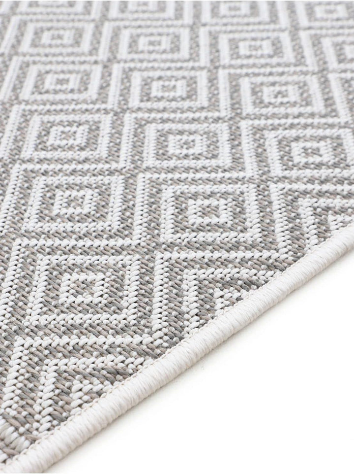 carpetfine In- und Outdoor Teppich Boho Läufer Beige Flachgewebeteppich 75x200 cm | Moderner Teppich