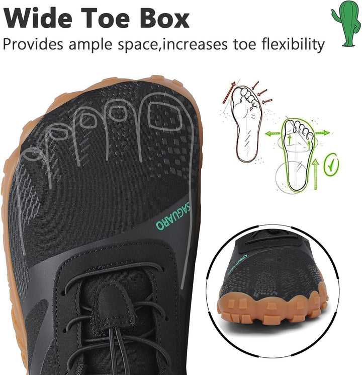 SAGUARO Unisex Barfussschuhe Leicht rutschfest Traillaufschuhe für Outdoor &amp; Indoor 46 EU Schwarz Me