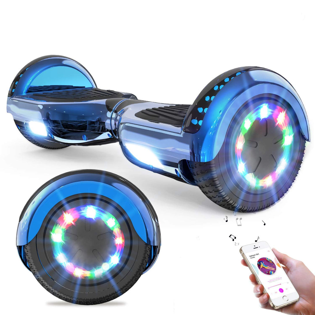 GeekMe Hoverboards 6.5”Zweimotoren 2-Rad-Hoverboards Hoverboards mit LED-Leuchten Bluetooth, Blue