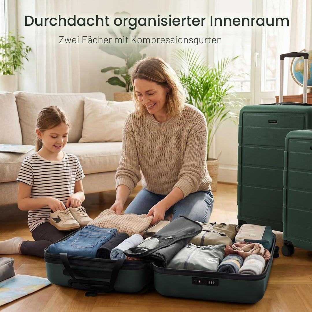 SHOWKOO Kofferset 3 Teilig Hartschale Leicht ABS+PC Erweiterbar Reisekoffer Haltbar Trolley Handgepä
