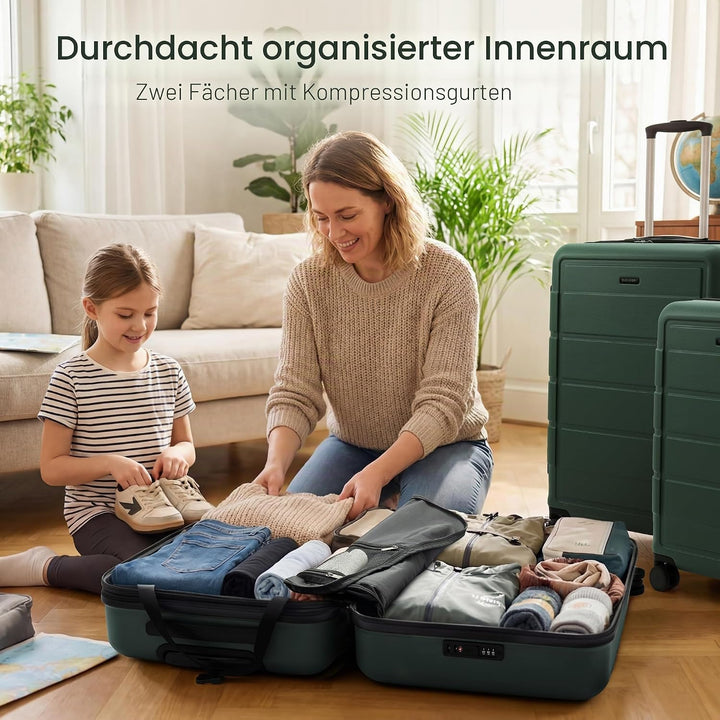 SHOWKOO Kofferset 3 Teilig Hartschale Leicht ABS+PC Erweiterbar Reisekoffer Haltbar Trolley Handgepä