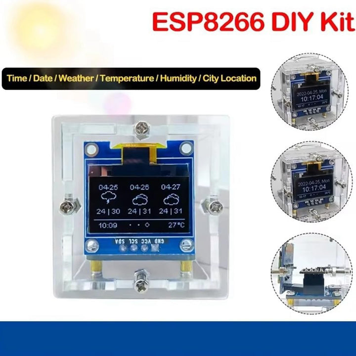 Elektronisches DIY-Set ESP8266 Mini-Uhr Wettervorhersage-Set WiFi im Netzwerk mit OLED-Display und D
