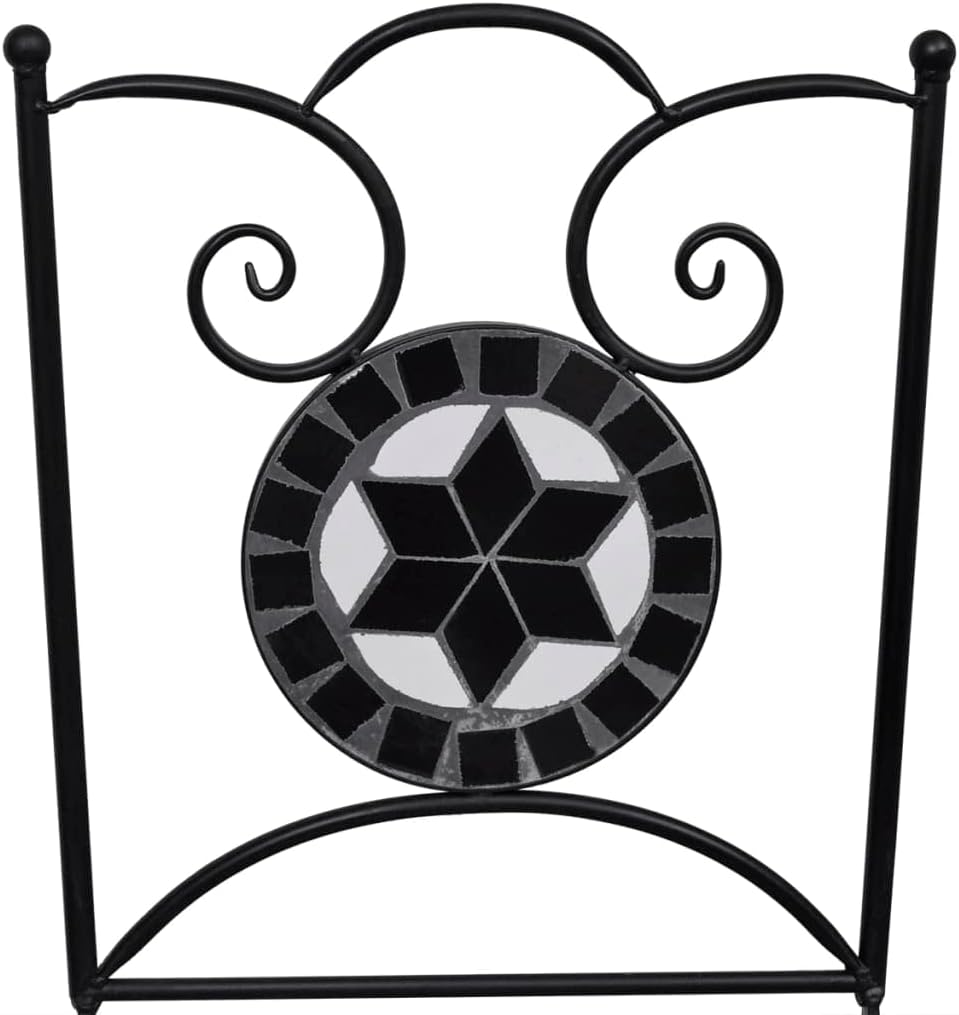 homiuse 37x44x89 cm Bistrostühle Klappbar 2 STK. Keramik Schwarz und Weiss Esszimmerstuhl Klappstuhl