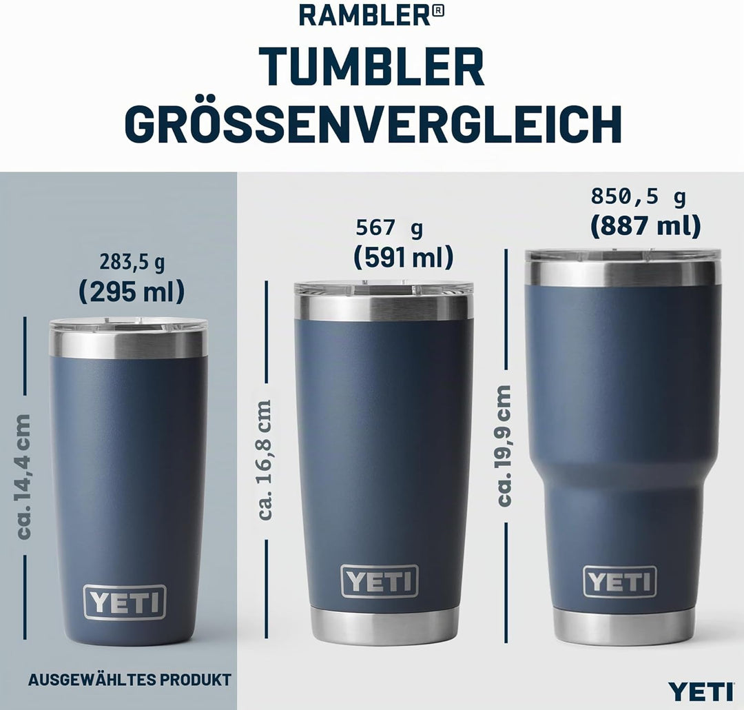 YETI Rambler Thermobecher 10 oz (295 ml) Black Forest Green – Kaffeebecher To Go, Thermotasse mit ab