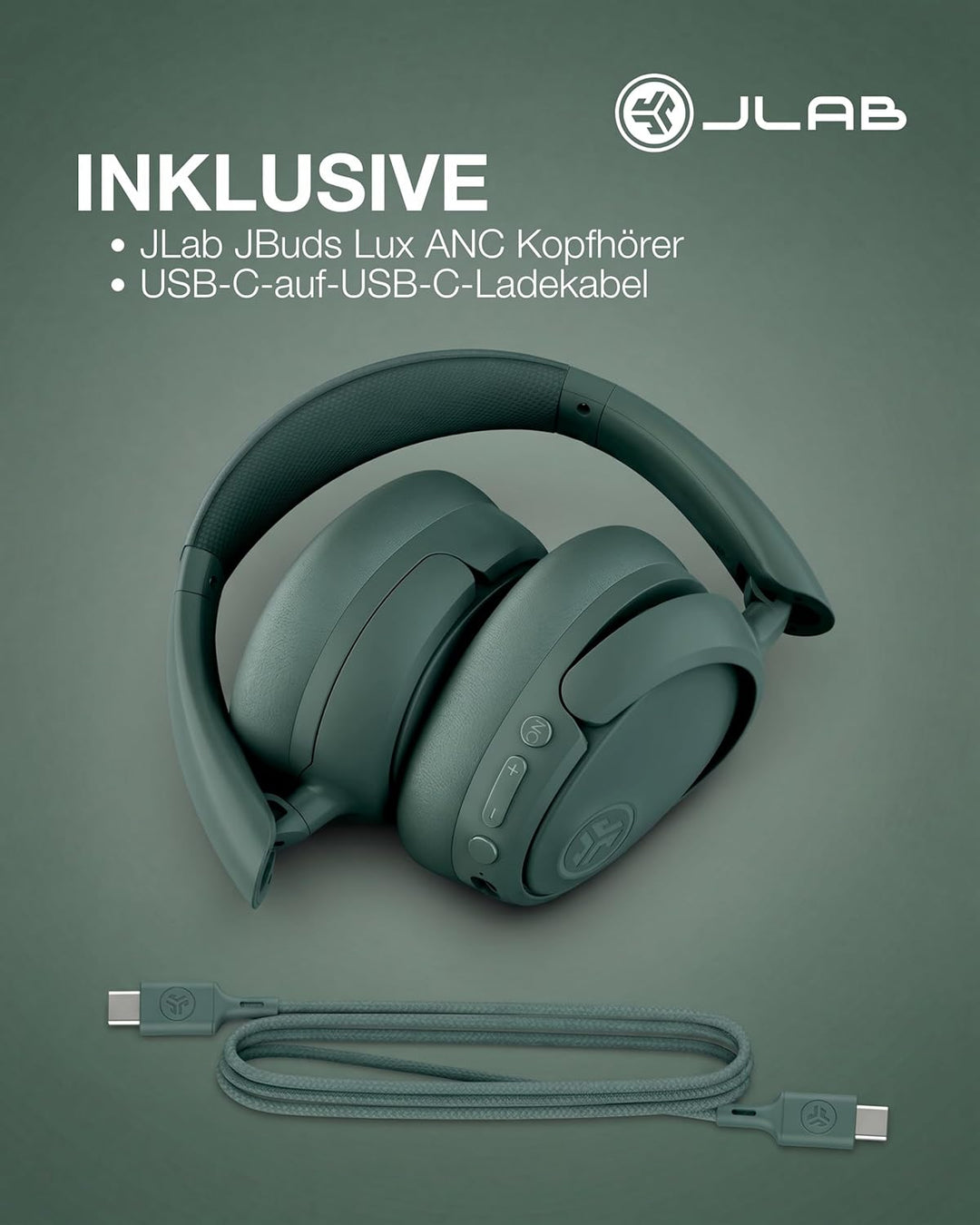 JLab JBuds LUX ANC Smart Noise Cancelling Over Ear Kopfhörer Bluetooth kabellos mit Mikrofon und akt