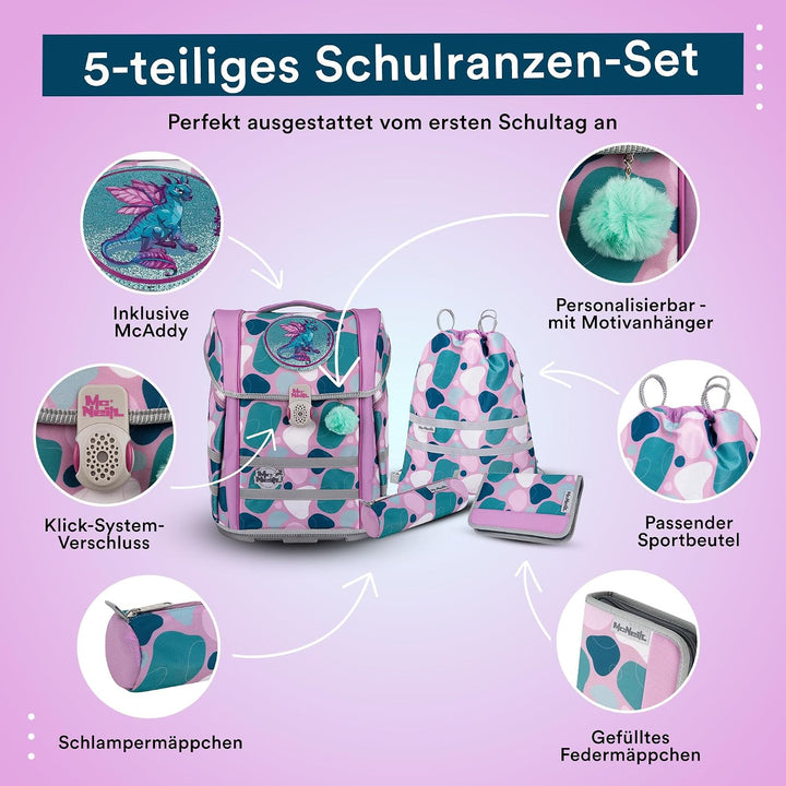 McNeill Schulranzen-Set PERFECTO, 5tlg. - Kollektion 2024, Barba