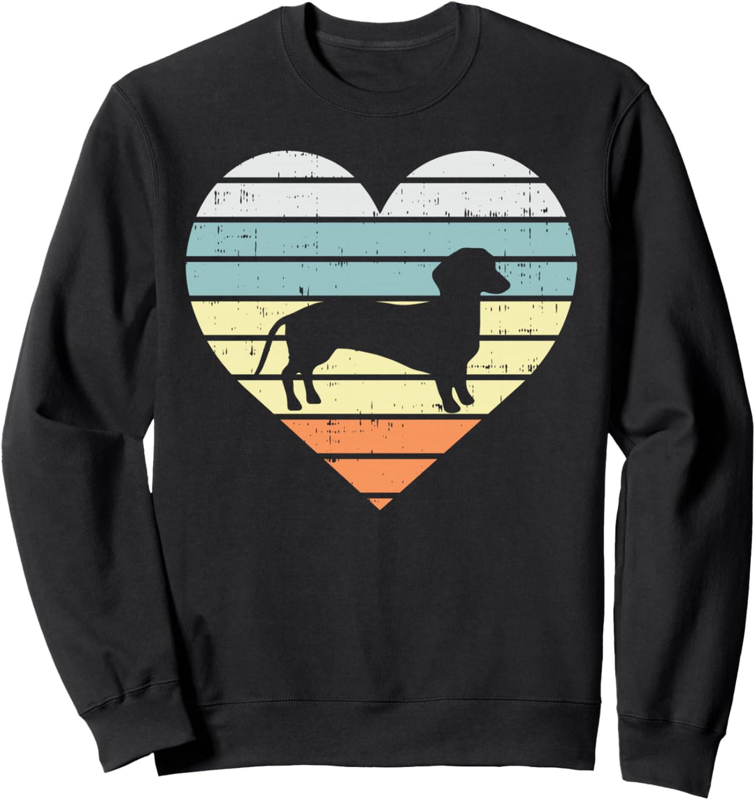 Dachshund Heart Sunset Retro Weiner Dog Animal Pet Gift Sweatshirt