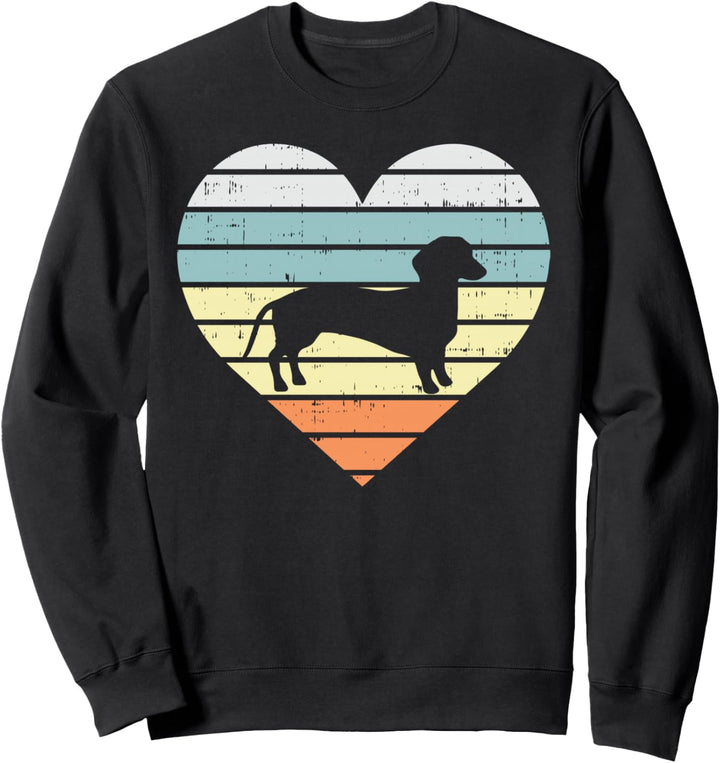 Dachshund Heart Sunset Retro Weiner Dog Animal Pet Gift Sweatshirt