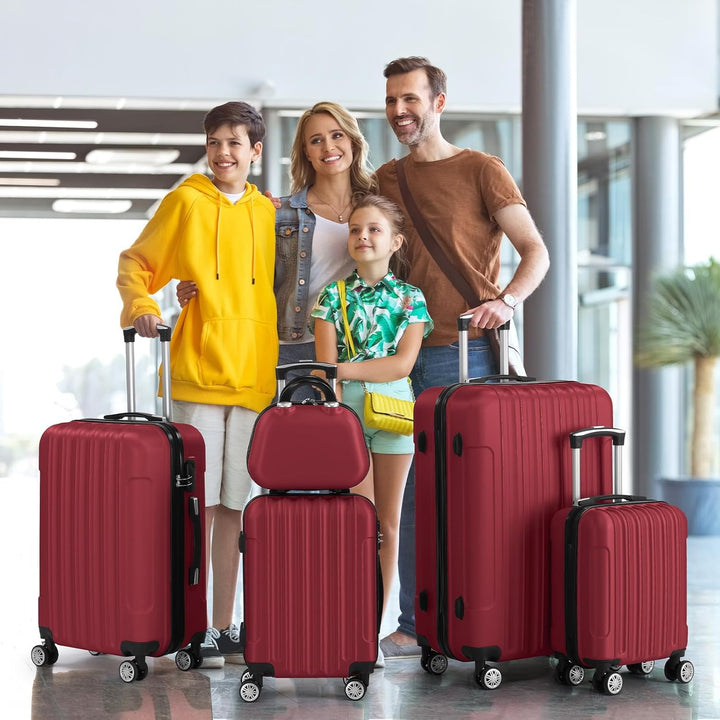 LALAHO Kofferset 5 teilig mit Kosmetikkoffer, Hartschalen Koffer Set aus ABS, Reisekoffer Set, Gepäc