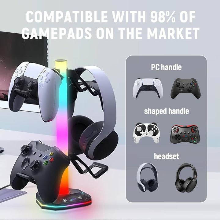 auvstar RGB Headset Halterung,Gaming Kopfhörer Ständer,10 Beleuchtungsmodi,USB Type-C Datenübertragu