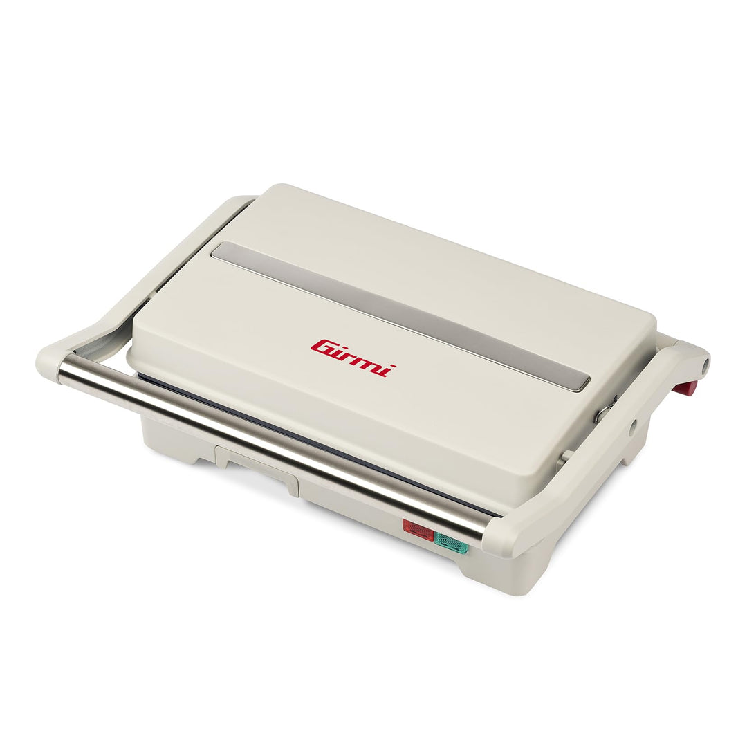 Girmi TS15 Elektrischer Kontaktgrill 900W, Antihaftplatten 23 x 14 cm, 180° aufklappbar, wärmeisolie