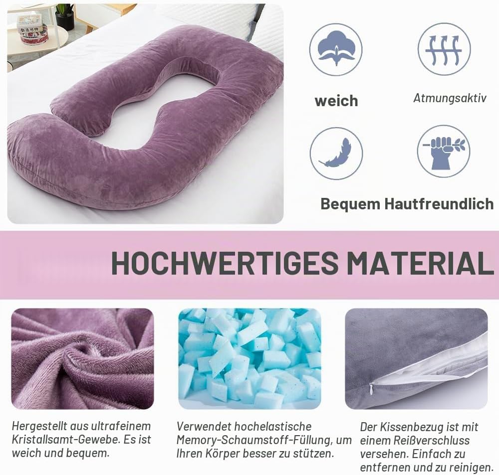 Schwangerschaftskissen aus geschreddertem Memory-Schaum zum Schlafen, Mutterschaftskissen für Schwan