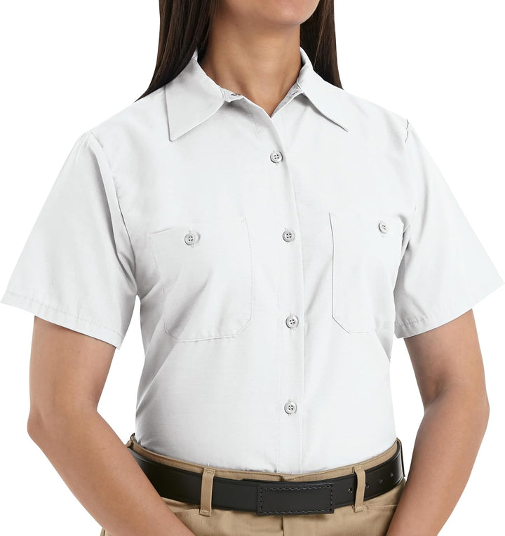 Red Kap Damen Women's Short Sleeve Industrial Work Shirt Hemd S Weiss, S Weiß