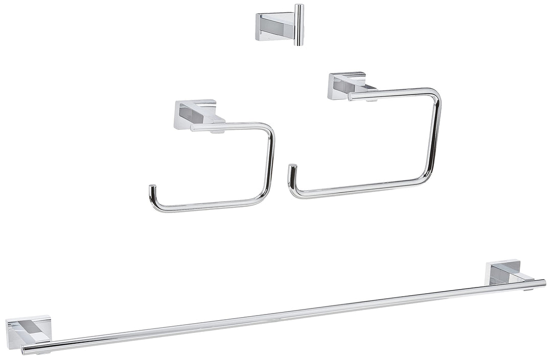 Grohe 40778001 Essentials Cube Accessoire Set 4-in-1 Eckig ( Chrom ) Bad-Set 4 in 1, Eckig ( Chrom )