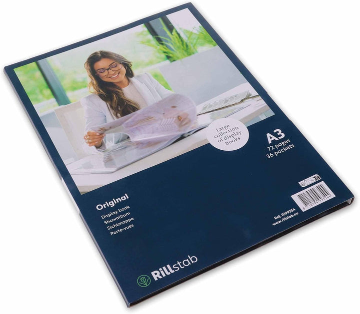 Rillstab A3 Präsentationsmappe für Schule & Projekt - Sichtbuch & Präsentationsbuch - 36 Transparent