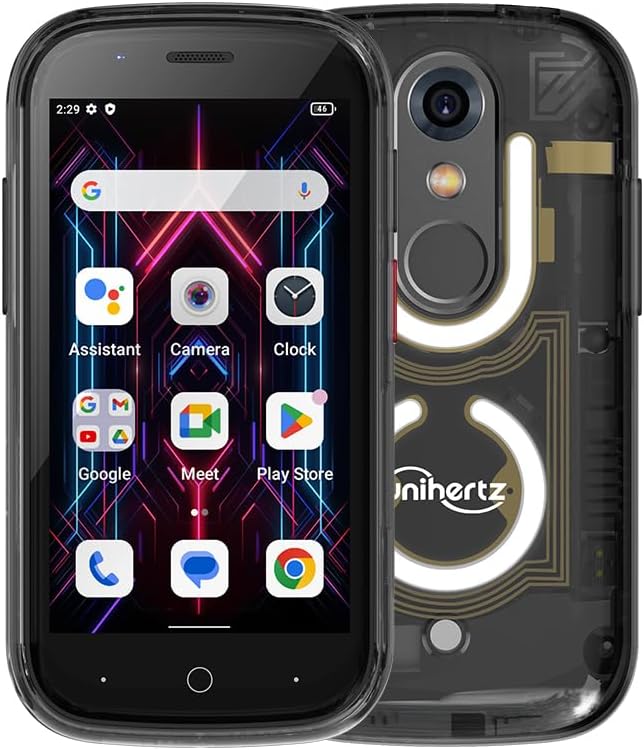 Unihertz Jelly Star (Schwarz) – Kleinstes 4G-Smartphone mit LED-Licht und 3-Zoll-Display, Android 13