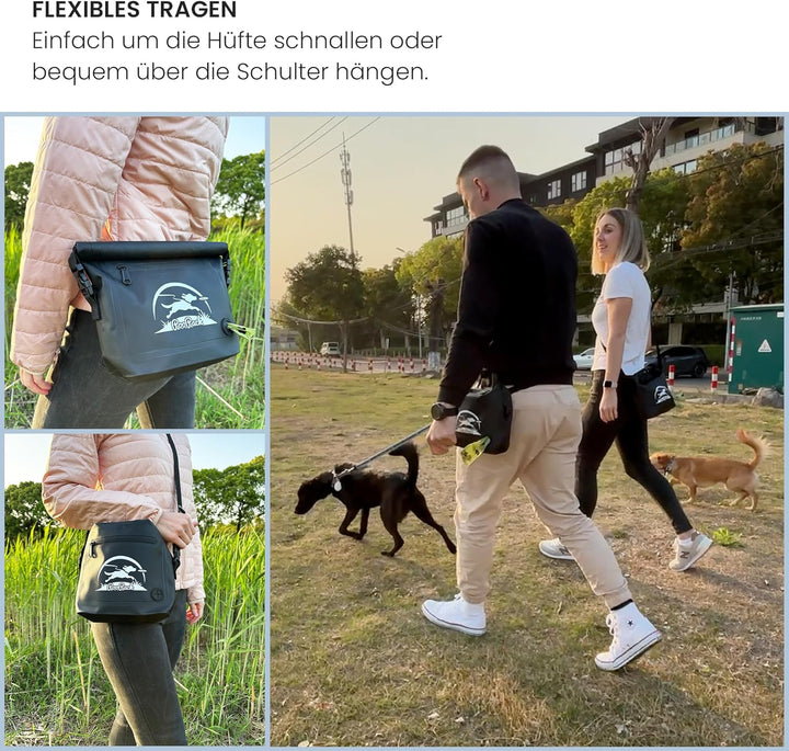 Taleas Leckerlitasche für Hunde – Wasserfeste Gassi Tasche mit geruchsdichtem Kotbeutel-Fach – Hunde