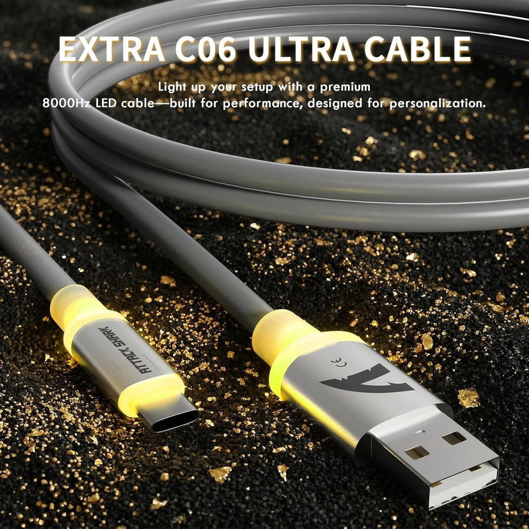 ATTACK SHARK X11 Ultra Kabellose Gaming-Maus mit C06 Ultra LED-Kabel, Carbonfaser-Verbundgehäuse, 54