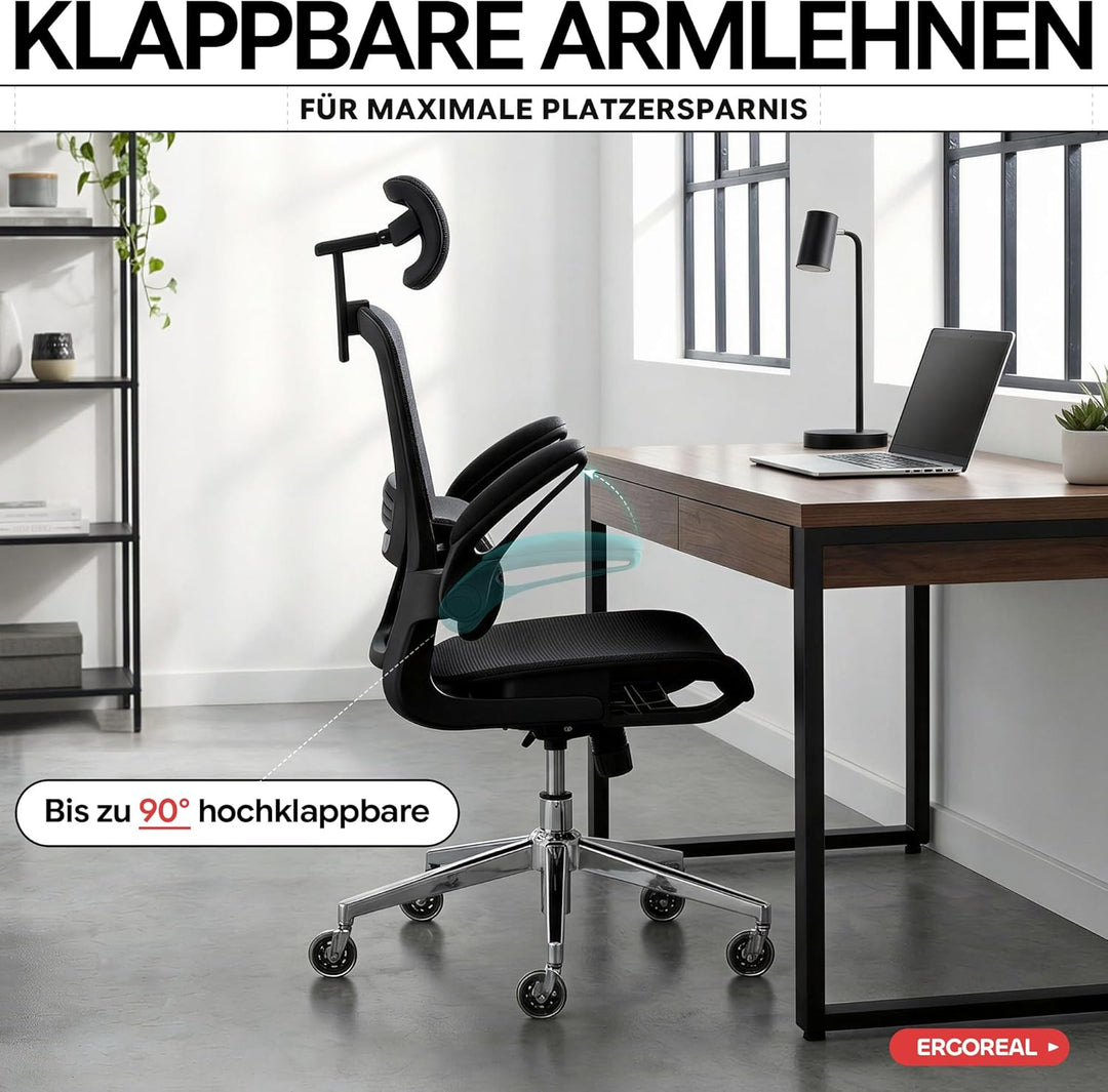 Schreibtischstuhl Ergonomischer Bürostuhl mit 150kg Tragkraft, verstellbaren Armlehnen, dynamischer