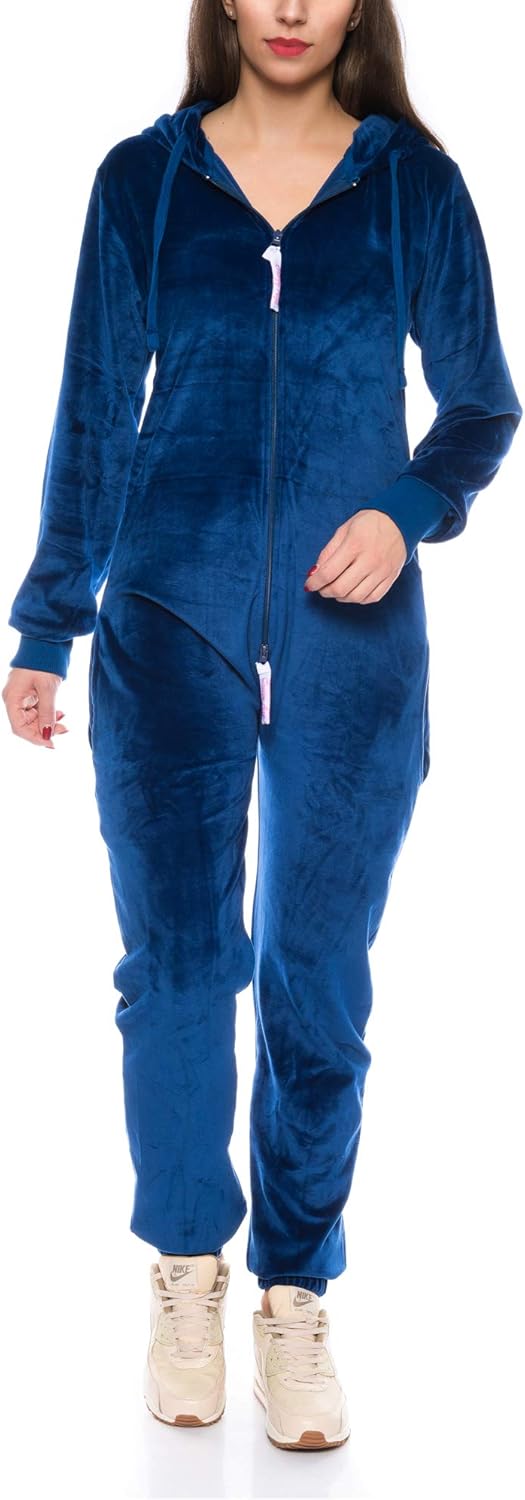 Crazy Age Damen Jumpsuit aus Samt (Nicki, Velvet) Wohlfühlen mit Style. Elegant, Kuschelig, Weich. O