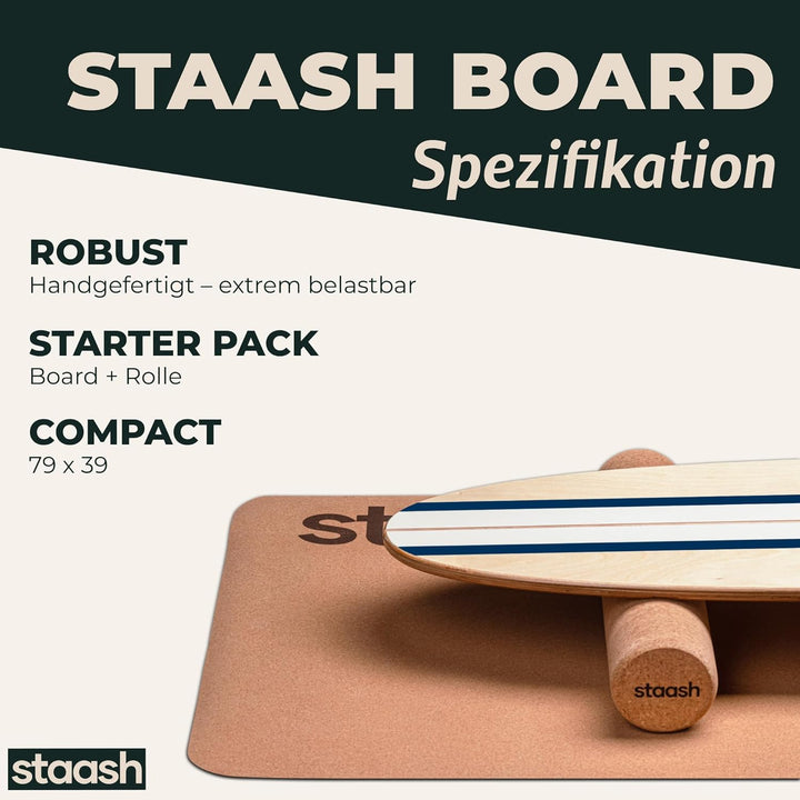 STAASH® Balance Board – Komplettes Set für Gleichgewicht & Training – Brett, Rolle & Zubehör (Halbku