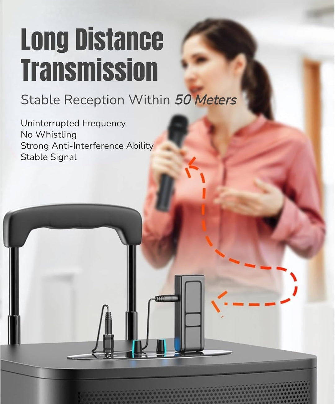 Cuifati VHF-Funkmikrofon, V16U 2-in-1-Universal-Handheld-Karaoke-Mikrofonlautsprecher mit USB-Empfän