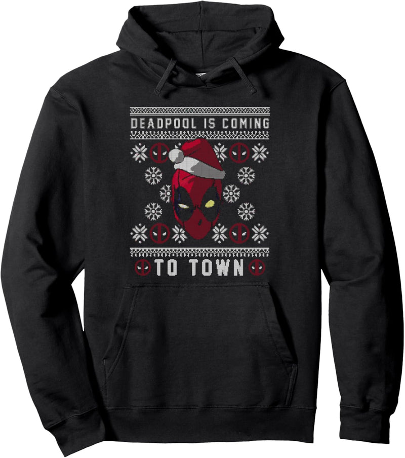 Marvel Deadpool Coming To Town Ugly Christmas Pullover Hoodie