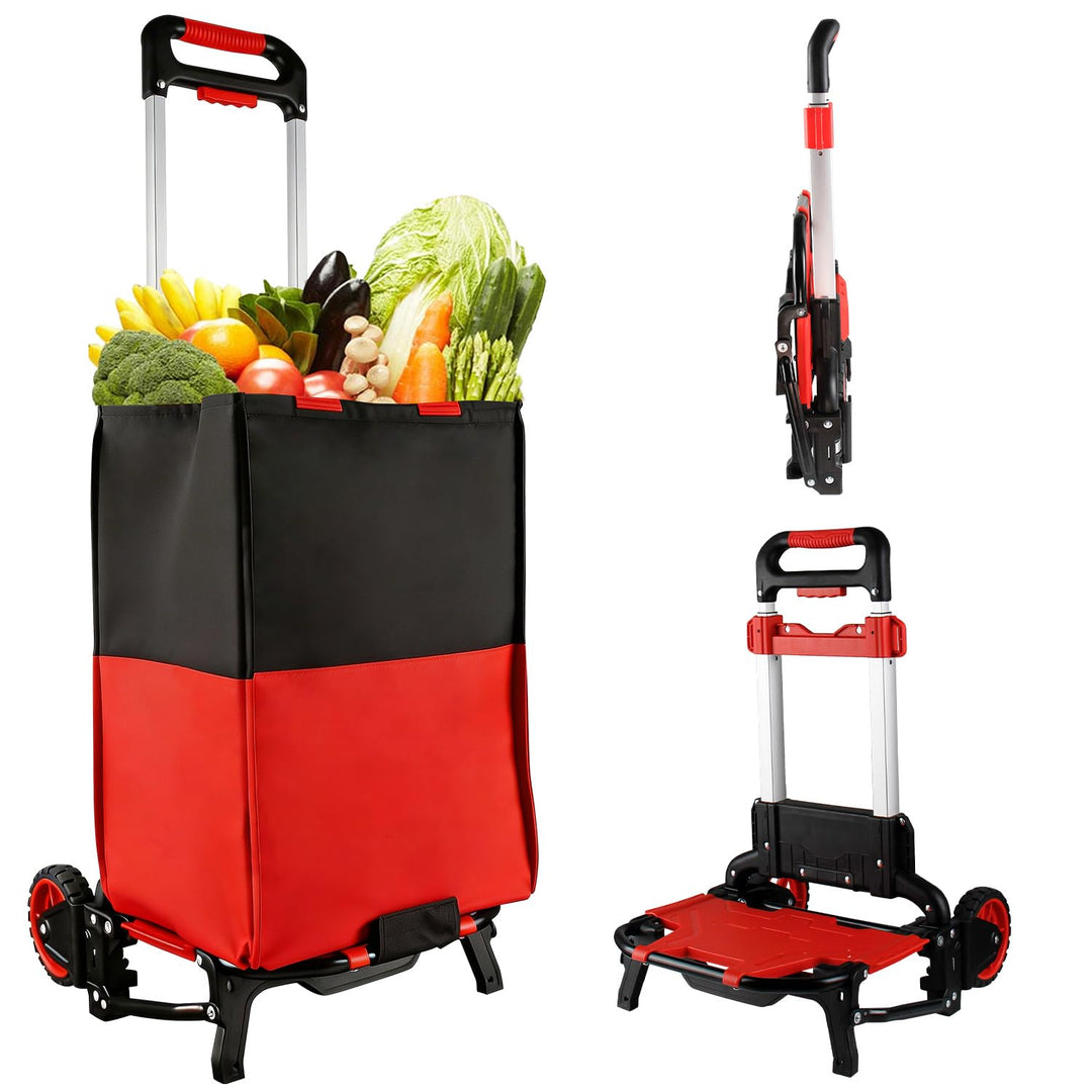 Faltbarer Einkaufswagen mit abnehmbarer wasserdichter Tasche und Bungee-Seil, robuster Schubwagen mi