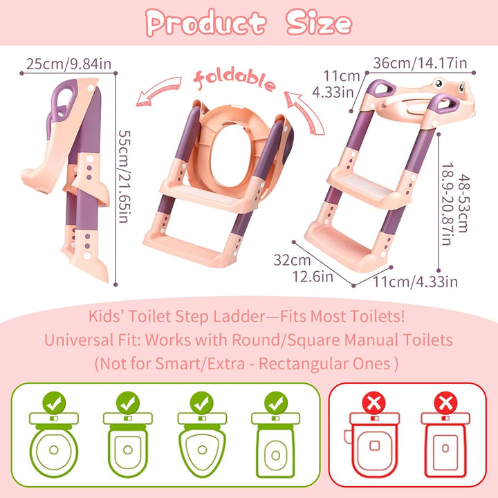 Toilettensitz Kinder mit Treppe, Toilettentrainer für Kinder, 2 IN 1 Toilettentrainer mit Treppe für