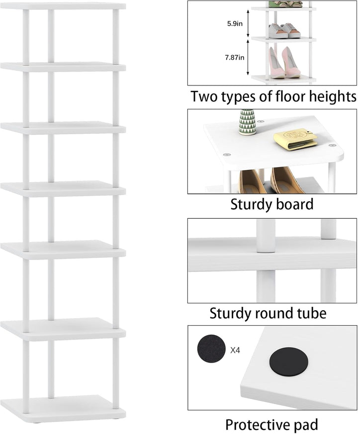 Vertikales Schmales Schuhregal, Standregal mit 7 Ebenen, Schuhablage, Schuhablagen, Schuhaufbewahrun